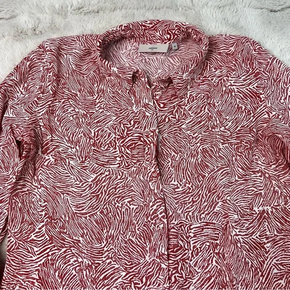 Minimum Patterned Long Sleeve Dress Button Front Size 34 Small Red White Minimal - Picture 4 of 9